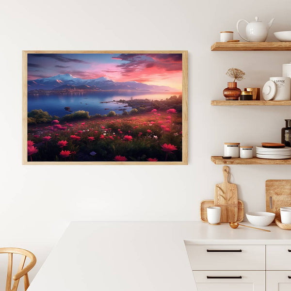 Sea of flowers, mountains - Paint by Numbers