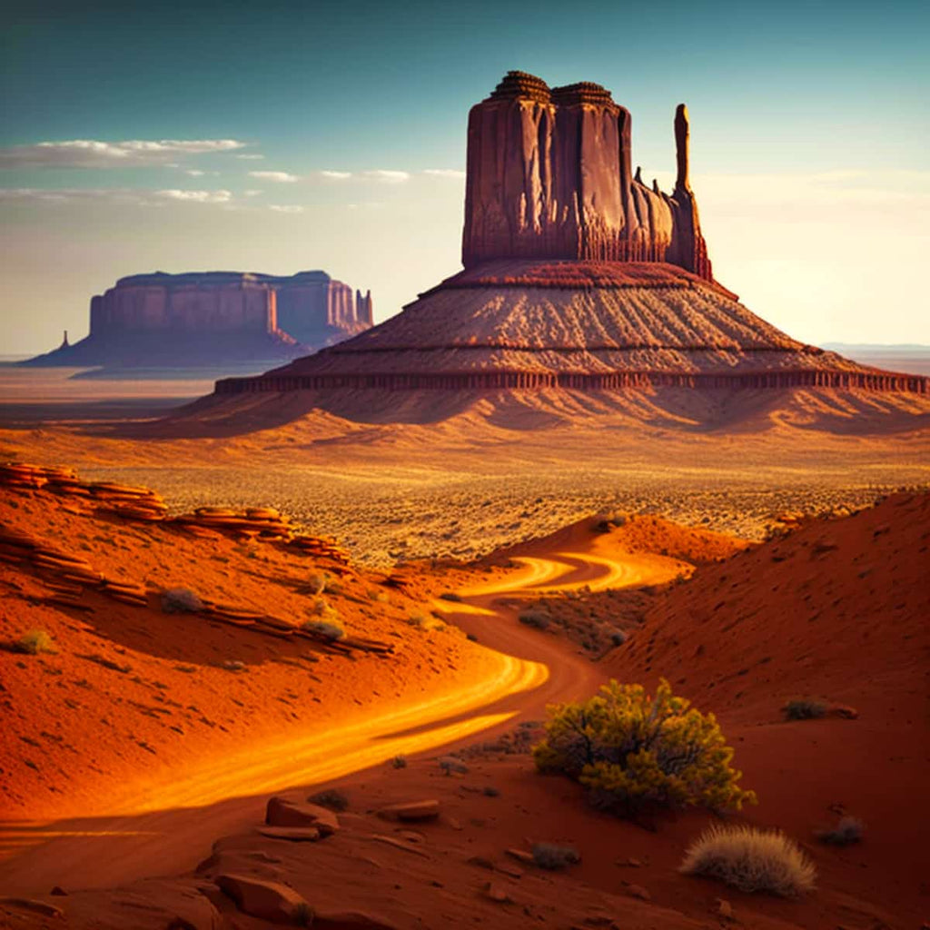 Diamond Painting Kit - Magic of the Southwestern Desert featuring a scenic view of vibrant rock formations and a winding desert path