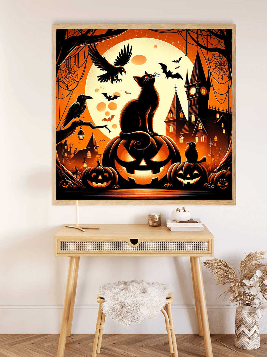 Paint by Numbers - Halloween Curbis with Crow and Cat