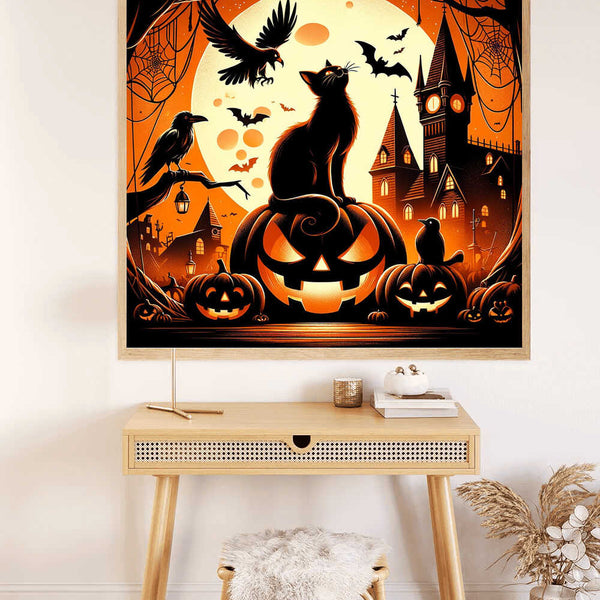 Paint by Numbers - Halloween Curbis with Crow and Cat