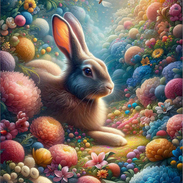 Paint by Numbers - Bunny surrounded by flowers