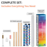 Complete Diamond Painting Kit - includes canvas, acrylic diamonds, accessories, DIY frame, and elegant gift wrapping for paint by numbers.