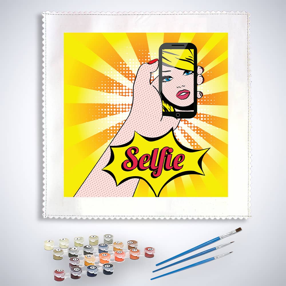 Malen nach Zahlen - Selfie - hochwertige Leinwand - modern, popart, Quadratisch