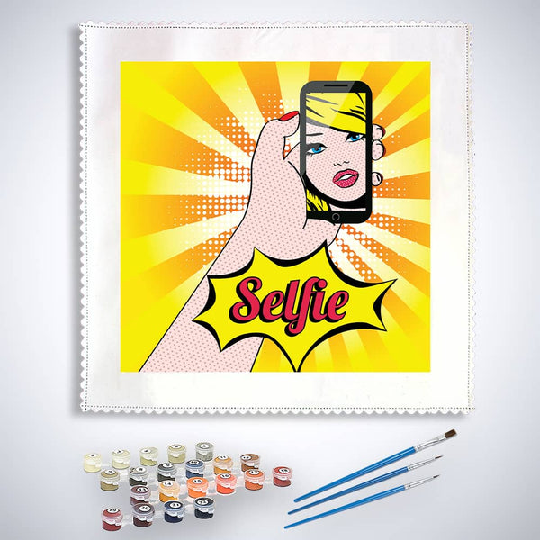 Malen nach Zahlen - Selfie - hochwertige Leinwand - modern, popart, Quadratisch