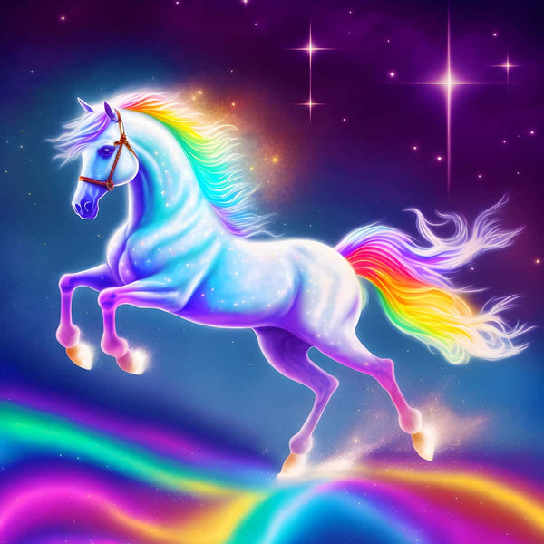 Diamond Painting Kit - Unicorn on Rainbow - Paint by Numbers, Professional Canvas & Acrylic Diamonds, Art that Sparkles