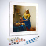 Malen nach Zahlen - Die Milkmaid, Vermeerstyle - hochwertige Leinwand - bekannte künstler, neue_bilder, quadratisch