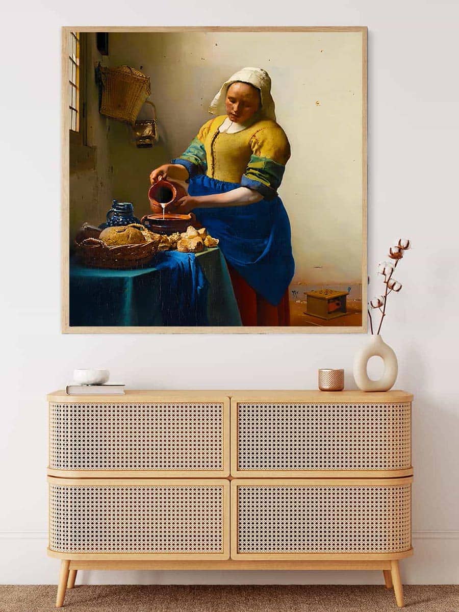 Malen nach Zahlen - Die Milkmaid, Vermeerstyle - hochwertige Leinwand - bekannte künstler, neue_bilder, quadratisch