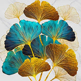Malen nach Zahlen - Abstrakte Ginkgo Blätter Strauß - hochwertige Leinwand - bestseller, landschaft, neue_bilder, quadratisch, startbestseller