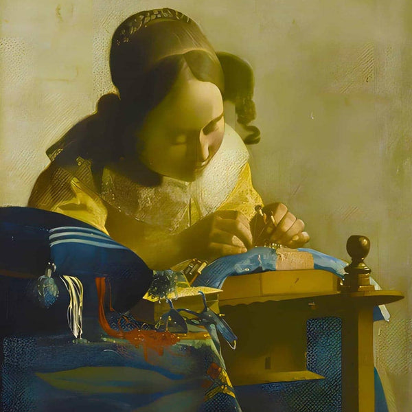 Malen nach Zahlen - Die Spitzenklöpperin, Vermeer Style - hochwertige Leinwand - bekannte künstler, neue_bilder, quadratisch