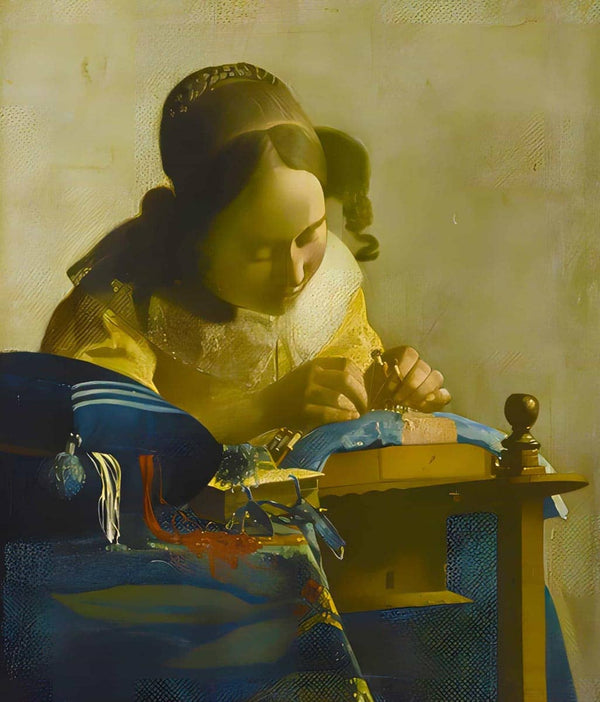 Malen nach Zahlen - Die Spitzenklöpperin, Vermeer Style - hochwertige Leinwand - bekannte künstler, neue_bilder, quadratisch