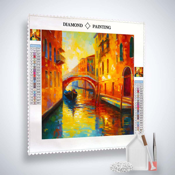 AB Diamond Painting of Venice Bridge in the Sun - Paint by Numbers Kit with Acrylic Diamonds, Canvas, Tweezers, and Application Pen