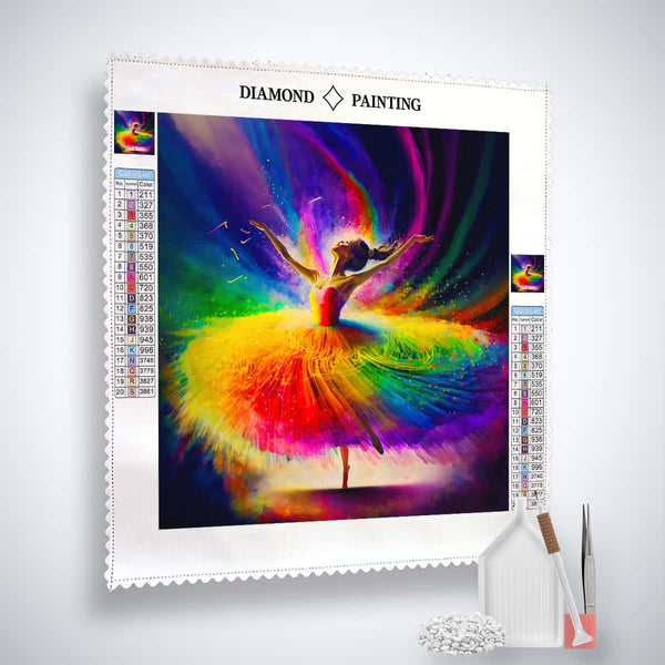 AB Diamond Painting Kit - Color Magic Ballerina with Acrylic Diamonds, Tweezers, Application Pen, and Multiplacer for Paint by Numbers Art