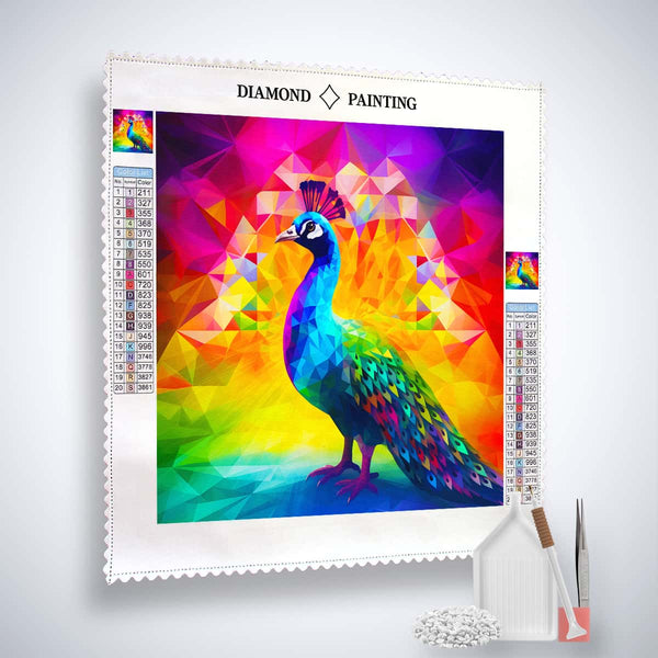 AB Diamond Painting Kit - Colorful Peacock Design with Tools for Paint by Numbers