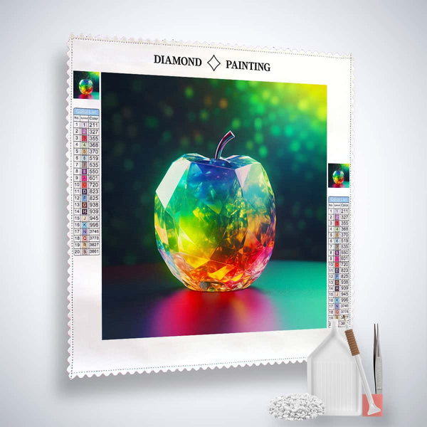 AB Diamond Painting Kit - Colorful Diamond Apple with Tools | Paint by Numbers Art