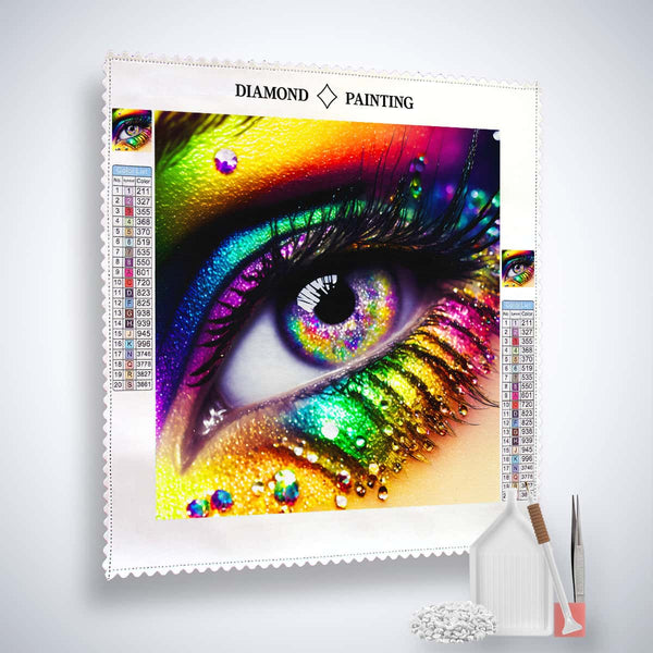 AB Diamond Painting - Colorful Look of a Rainbow Eye. Paint by Numbers Kit with Acrylic Diamonds, Tweezers, and Pen 🎨✨