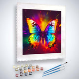 Malen nach Zahlen - Regenbogen Schmetterling - hochwertige Leinwand - Neu eingetroffen, Quadratisch, Schmetterling, Tiere, TiereNeu eingetroffen