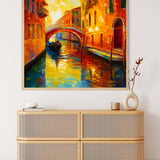 Malen nach Zahlen - Venedig Brücke in der Sonne - hochwertige Leinwand - Neu eingetroffen, Quadratisch, Sonnenuntergang, SonnenuntergangNeu eingetroffen, Venedig
