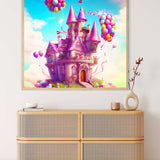 Malen nach Zahlen - Märchenschloss mit Luftballons - hochwertige Leinwand - Fantasy, Kinder, KinderNeu eingetroffen, Märchen, Neu eingetroffen, Quadratisch