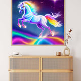 Malen nach Zahlen - Einhorn auf Regenbogen - hochwertige Leinwand - Einhorn, Märchen, MärchenNeu eingetroffen, Neu eingetroffen, Quadratisch, Regenbogen