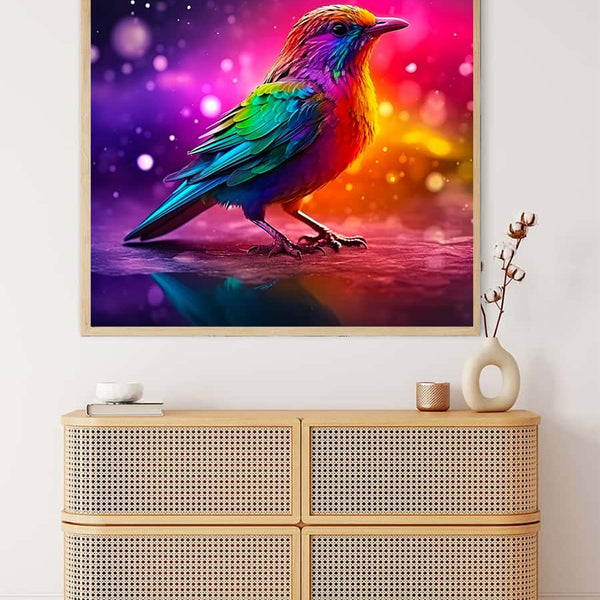 Malen nach Zahlen - Bunter, leuchtender Vogel - hochwertige Leinwand - Neu eingetroffen, Quadratisch, Tiere, TiereNeu eingetroffen, Vögel