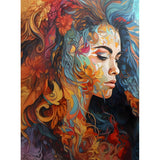 Malen nach Zahlen - Junge Frau mit Blumenhaar - hochwertige Leinwand - abstrakt, Bestseller, menschen, Neu eingetroffen, neue_bilder, startbestseller, vertikal