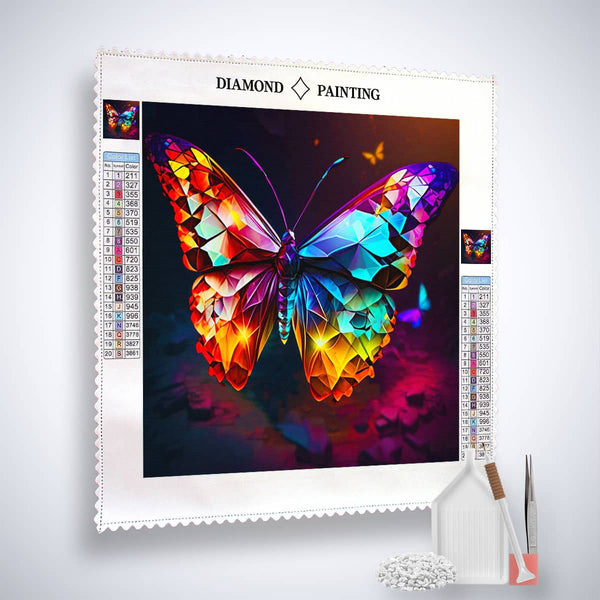 Diamond Butterfly Painting Kit - Paint by Numbers with Acrylic Diamonds, Canvas, Tweezers, and Application Pen