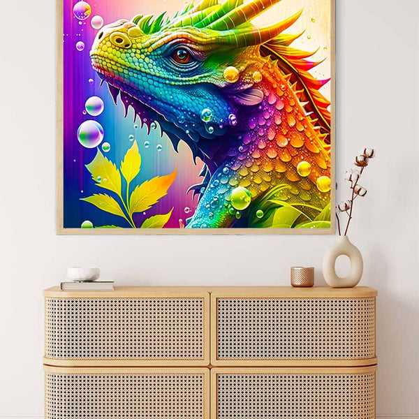 Malen nach Zahlen - Drachenportrait - hochwertige Leinwand - 170523, Drache, Fantasy, Neu eingetroffen, Quadratisch