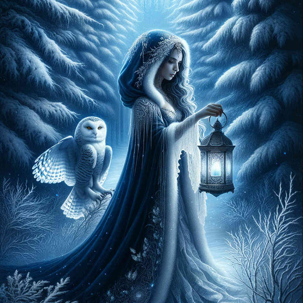 Paint by Numbers - Woman with Lantern Snow Owl