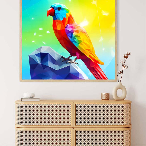 AB Diamond Painting - Diamant Papagei auf Stein - gedruckt in Ultra-HD - AB Diamond, Neu eingetroffen, Papagei, Quadratisch, Tiere, Vögel