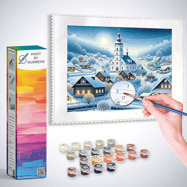 Paint by Numbers - Village in Winter Snow
