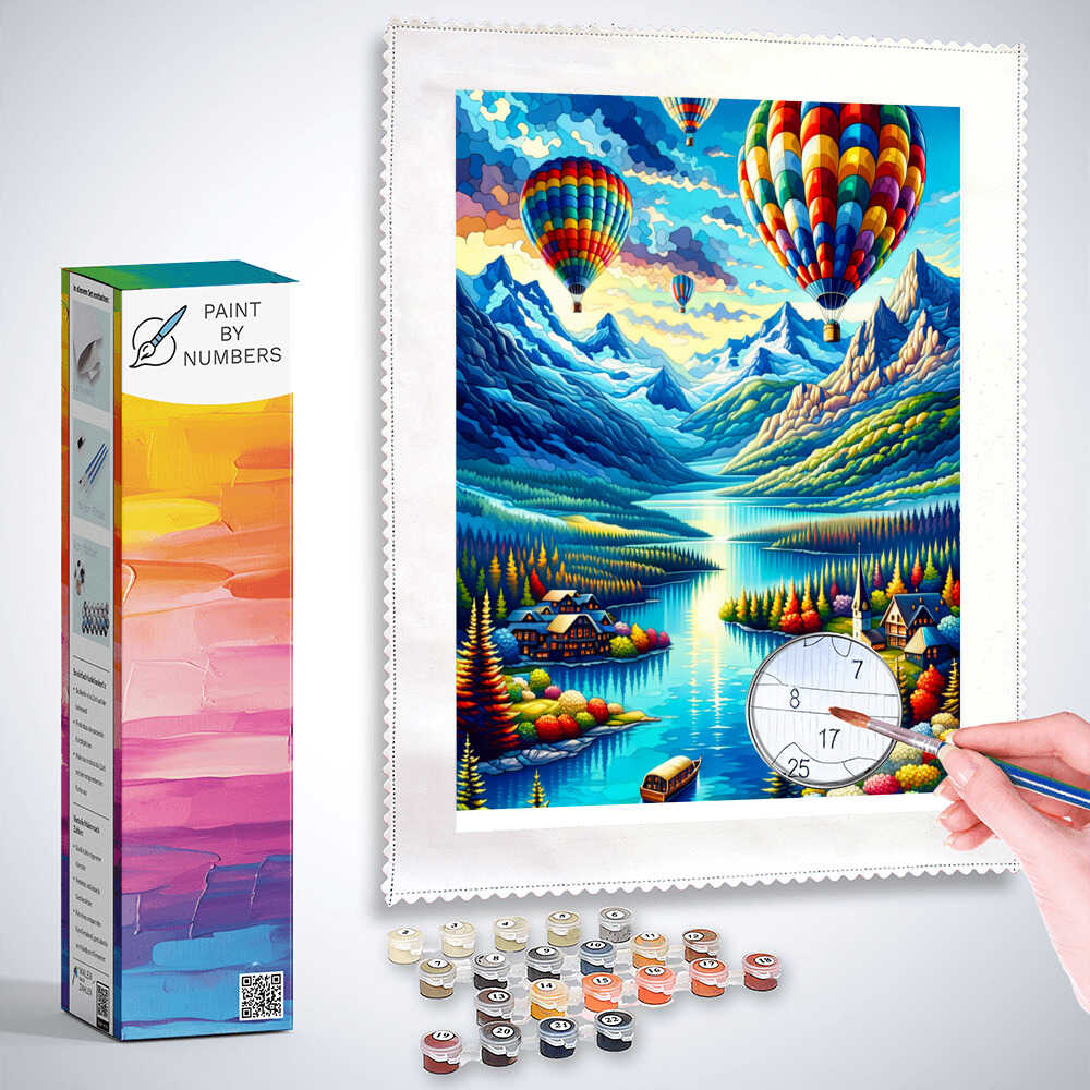 Paint by Numbers - Hot Air Balloons in the Mountains