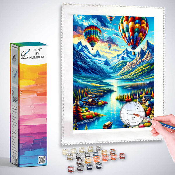 Paint by Numbers - Hot Air Balloons in the Mountains