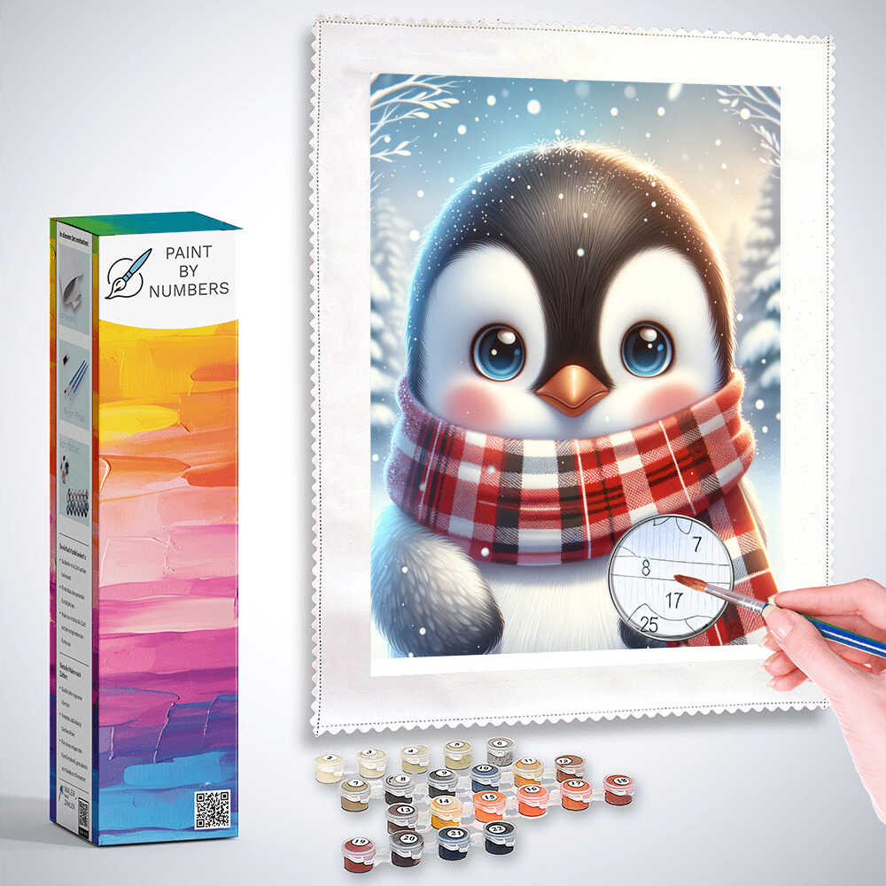 Paint by Numbers - Penguin with Scarf