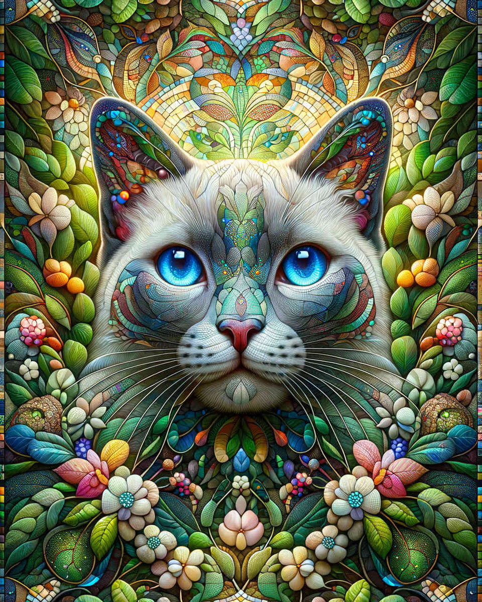 Paint by Numbers - Cat Mosaic Siamese Cat