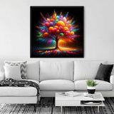 Paint by Numbers - Tree of Life of Imagination vibrant artwork displayed in a modern living room.