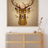 AB Diamond Painting Deer Profile hanging on wall above wicker dresser in well-decorated room - Paint by Numbers kits available