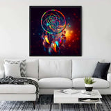 Diamond Painting Dream Catcher colorful wall art in modern living room - Paint by Numbers Kit for creative home decor