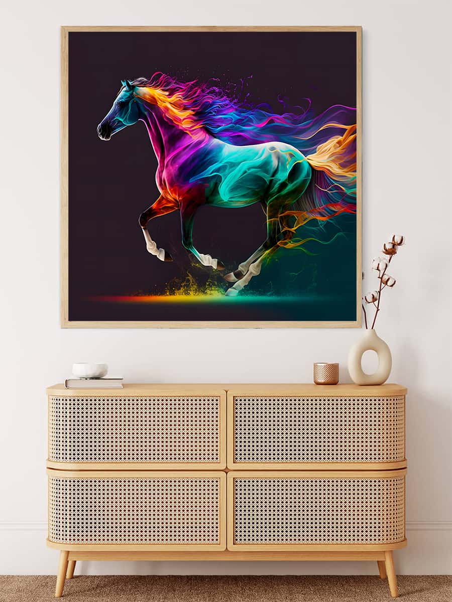 AB Diamond Painting - Galoppierendes Neonpferd - gedruckt in Ultra-HD - AB Diamond, Neu eingetroffen, Pferd, Quadratisch, Tiere
