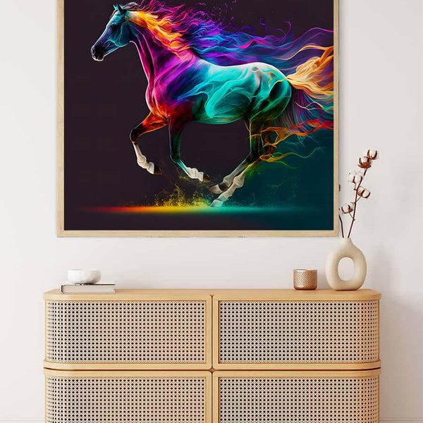 AB Diamond Painting - Galoppierendes Neonpferd - gedruckt in Ultra-HD - AB Diamond, Neu eingetroffen, Pferd, Quadratisch, Tiere
