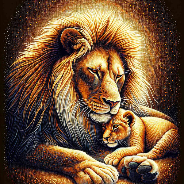 Paint by Numbers - Lion and child, intimate