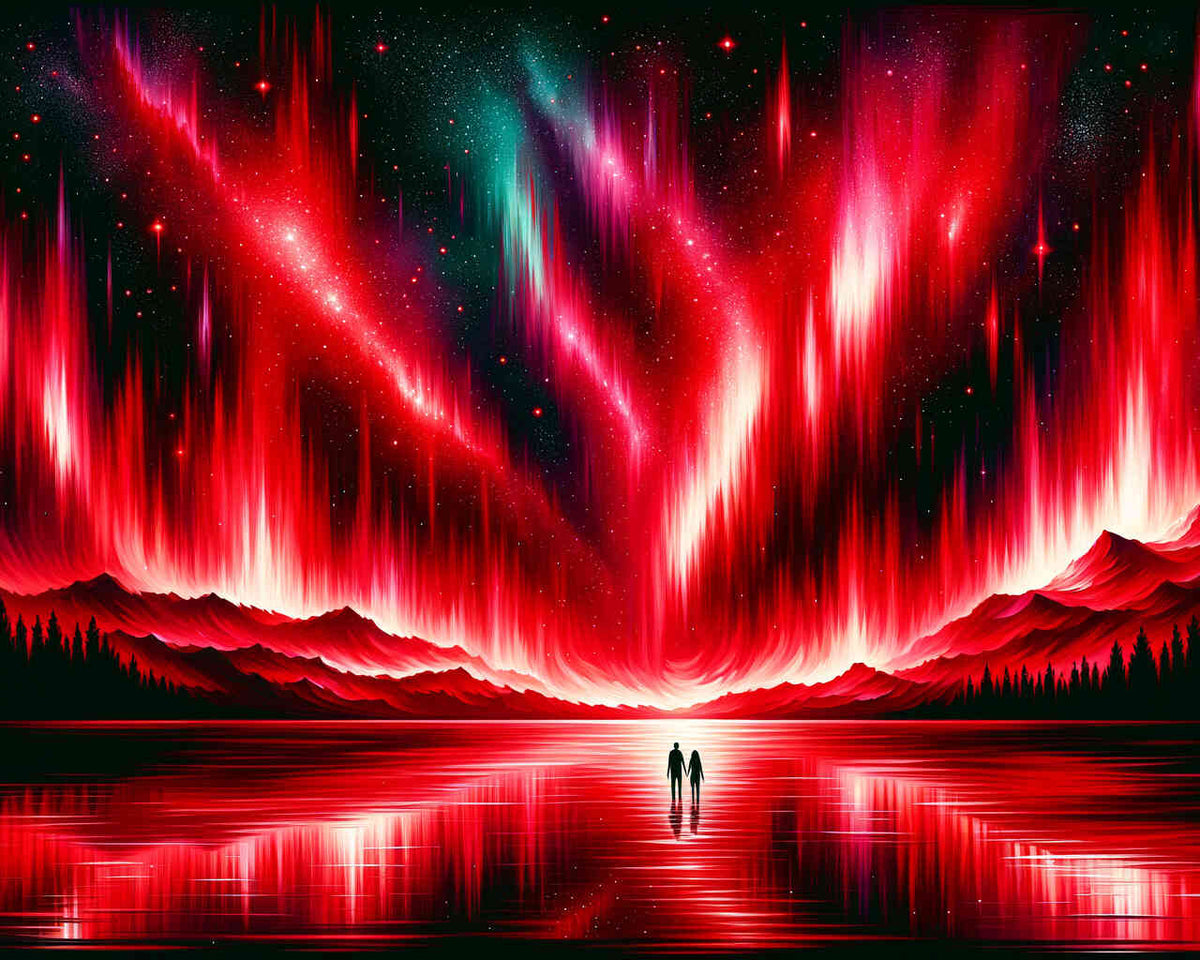 Paint by Numbers - Northern lights in red