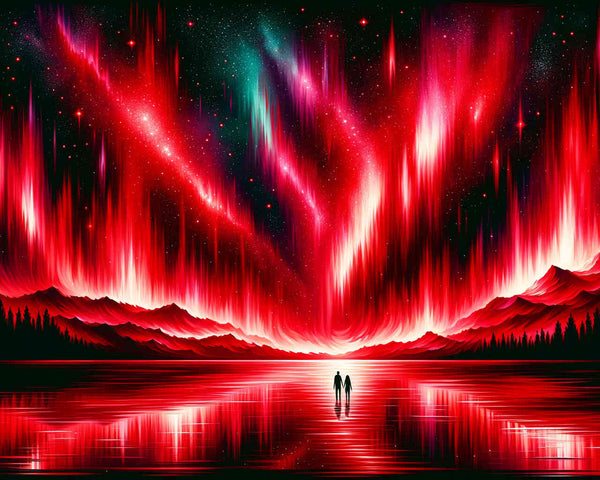 Paint by Numbers - Northern lights in red