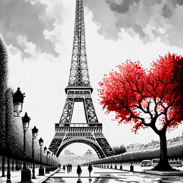 Eiffel Tower in black and white - Paint by Numbers