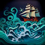 Diamond Painting Kit with Turquoise Rough Sea and Sailing Ship - Paint by Numbers