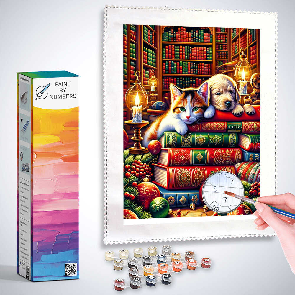 Paint by Numbers - Bookshop Dog and Cat