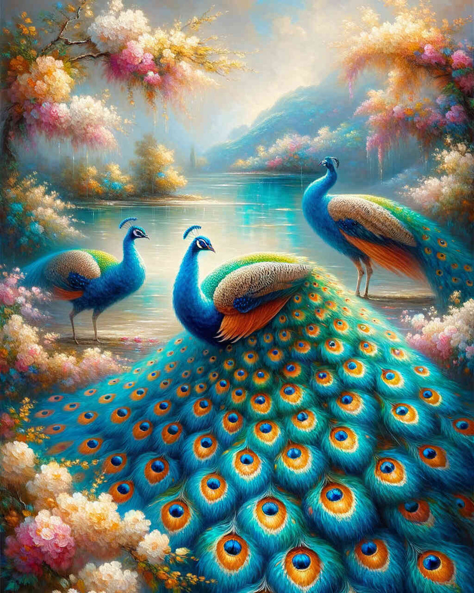 Paint by Numbers - Peacock trio