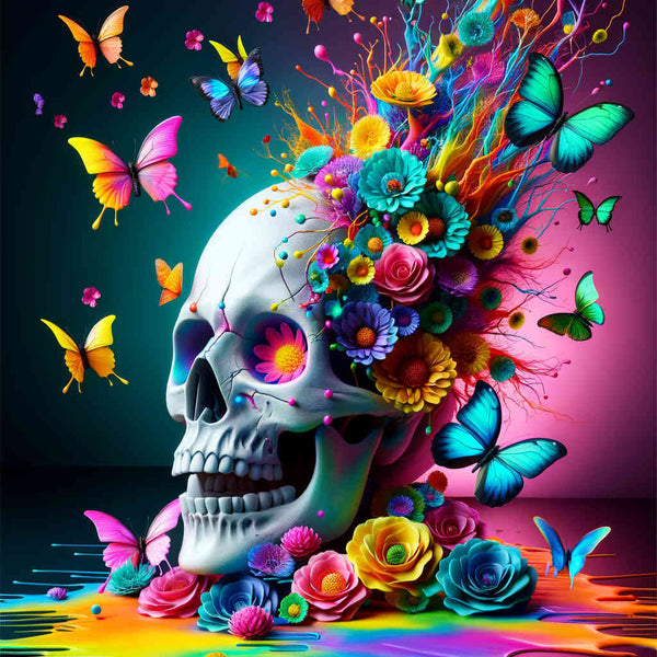 Paint by Numbers - Butterflies with skull