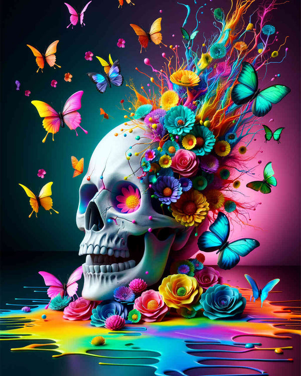 Paint by Numbers - Butterflies with skull