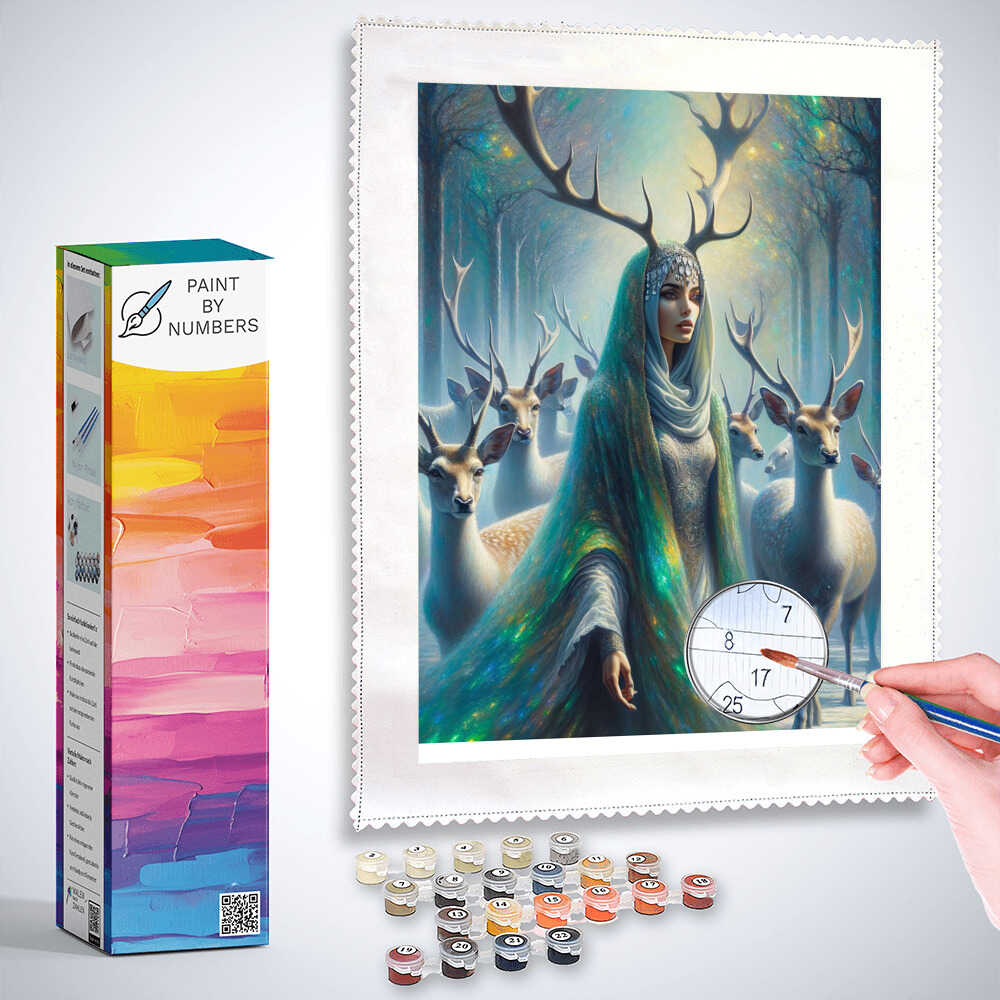 Paint by Numbers - Woman with Antlers and Deer