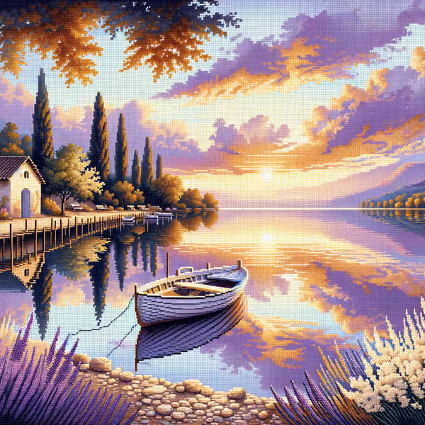 Paint by Numbers - Boat on the lake shore